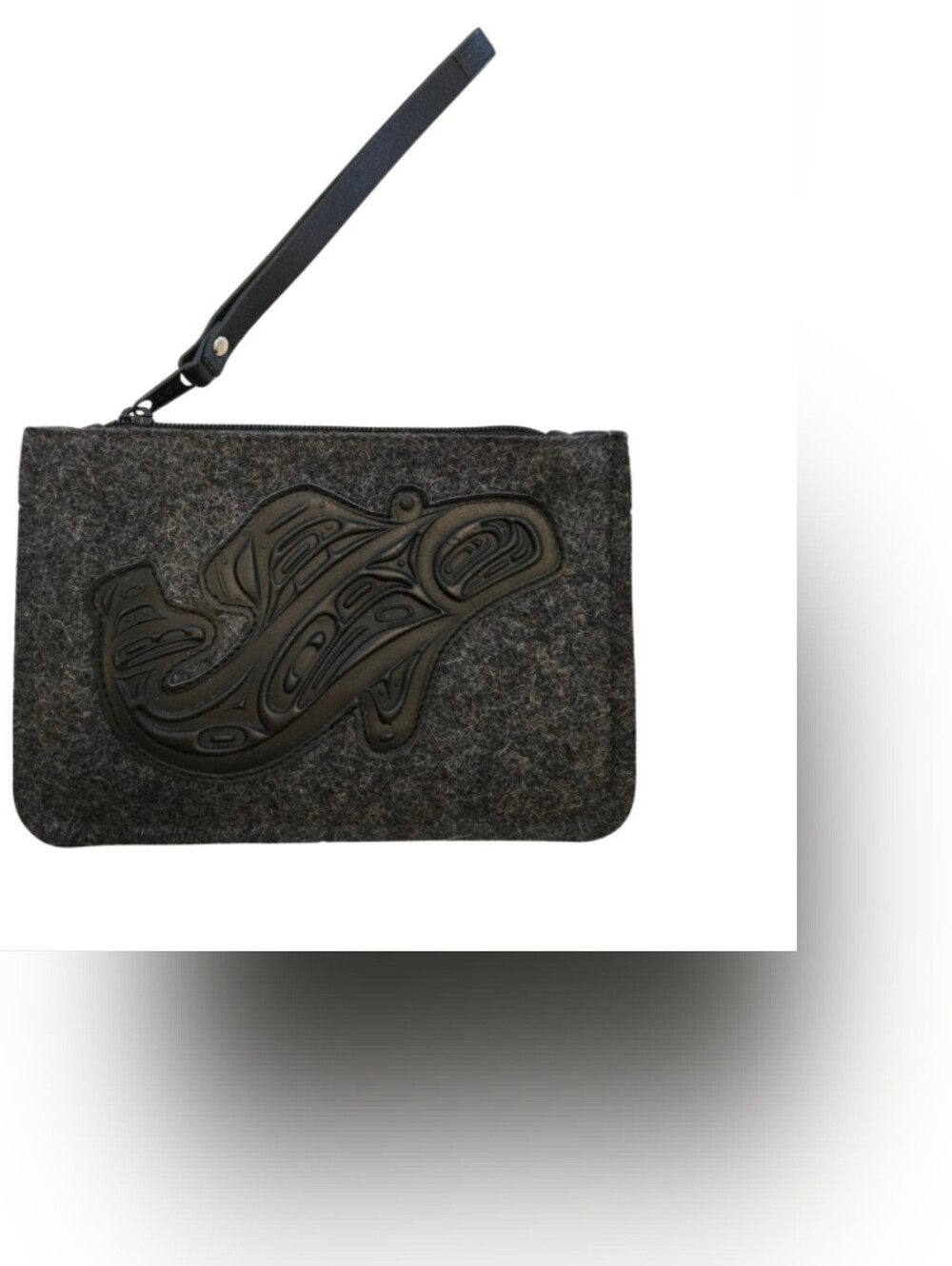 Gray Pure Felt  Wool Wristlet Clutch